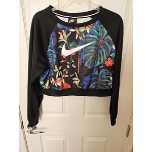 Nike Women's Cropped Long Sleeve Tropical Floral Print, Medium